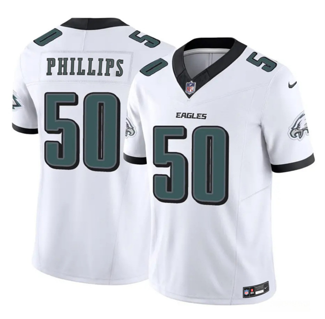 Men's Philadelphia Eagles #50 Jaelan Phillips White 2025 F.U.S.E. Vapor Untouchable Limited Stitched Football Jersey